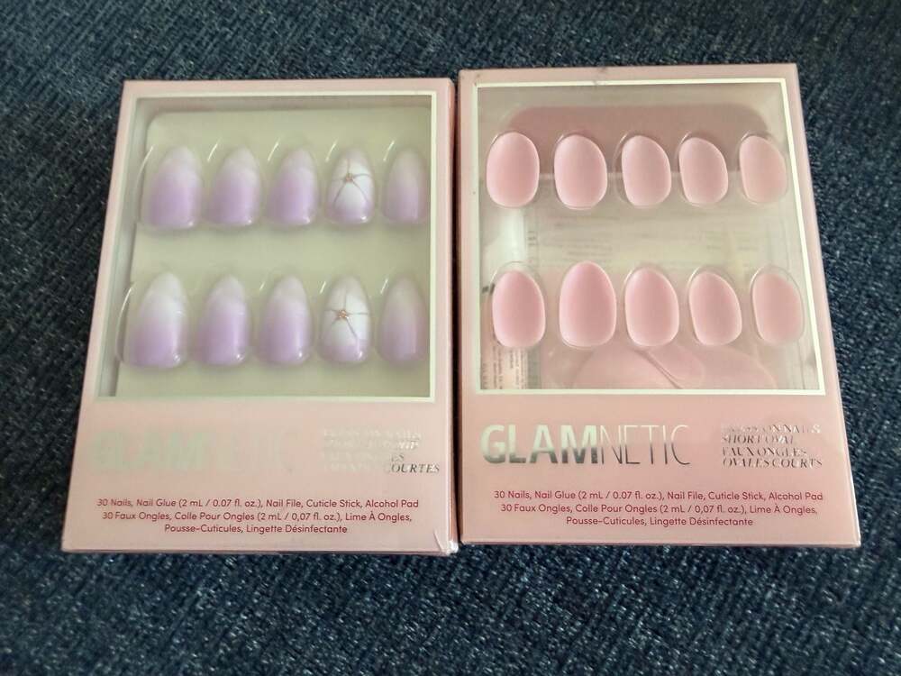 Glamnetic Short Almond Press-On Nails in Lilac Reef and Short Oval Press-On Nail